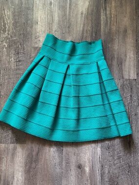 Flared Teal Textured Skirt